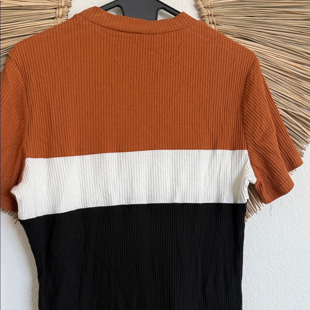 PatPat Tri-Tone Mini Dress - Black, White, Tan - Picture 4 of 11